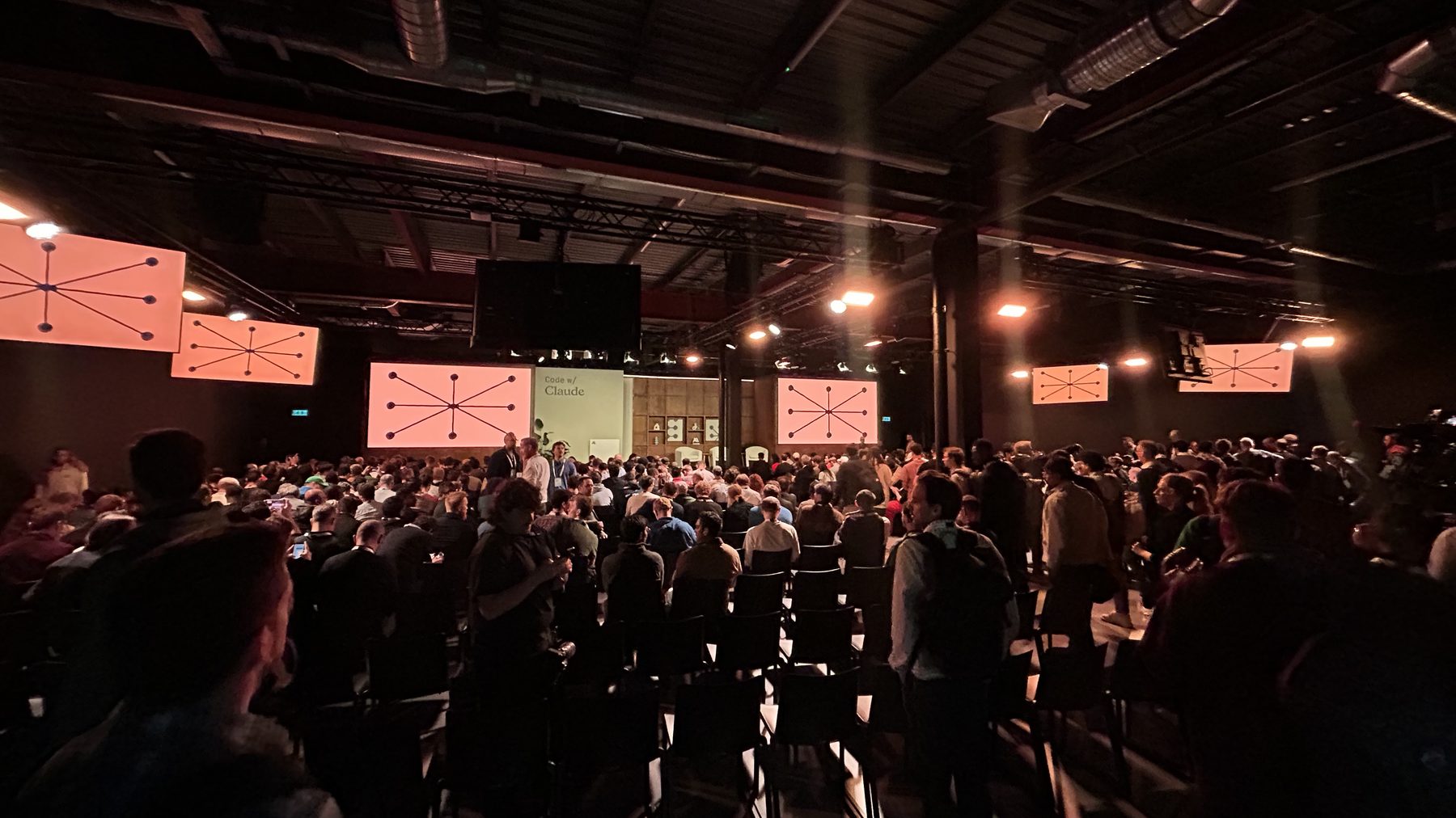 Crowd gathered in the main hall at Code w/ Claude London 2026 ahead of a keynote